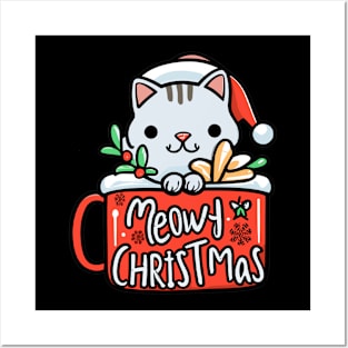 Meowy christmas cat design Posters and Art